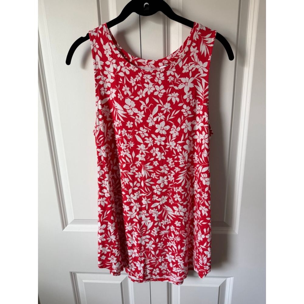 Old Navy Red & White Floral Luxe Tank Top M